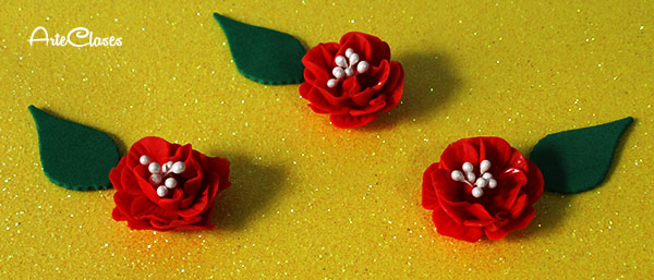 Flor De Cerámica Miniatura Hecho a mano de color rojo cfr12 